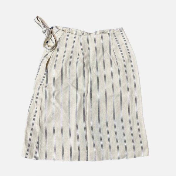 Grey Jason Wu Viscose Cotton Wrap Skirt White Navy Striped Size 10 - Picture 3 of 5